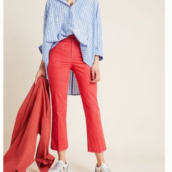 Anthropologie The Essential Corduroy Cropped Flare Trousers - Picture 1 of 12